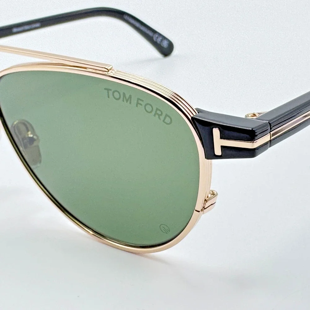 Tom Ford Sunglasses Anthony-02 TF1361 28N Gold Pilot Frame Green Glass Lens 55mm